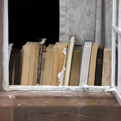 books on a window sill